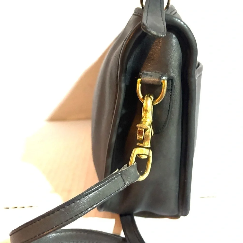 Coach vintage black gray leather crossbody handbag